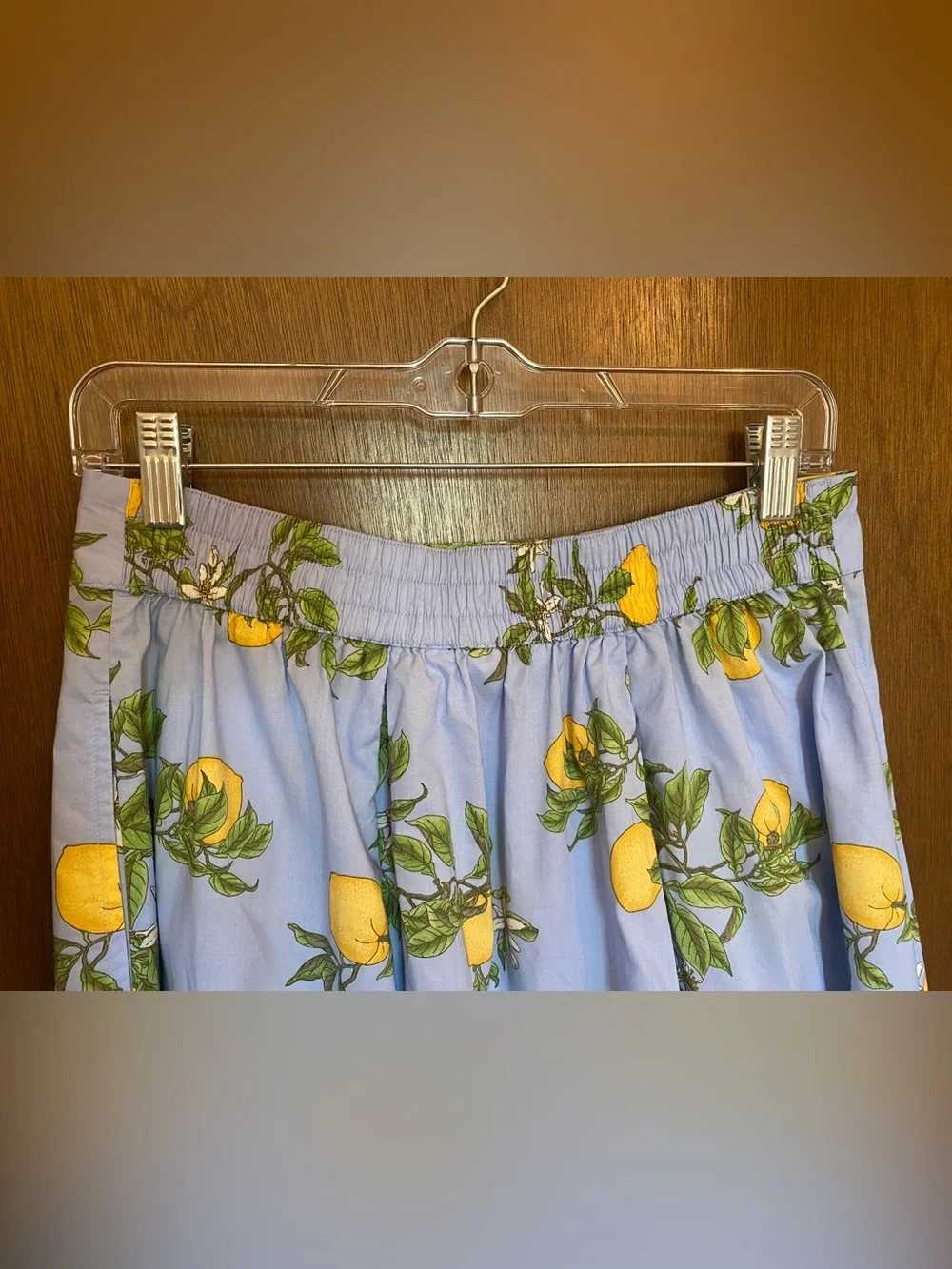 100% cotton (with pockets!) Lands' End Powder Blue Lemon-Print Maxi Skirt - Picture 6 of 8